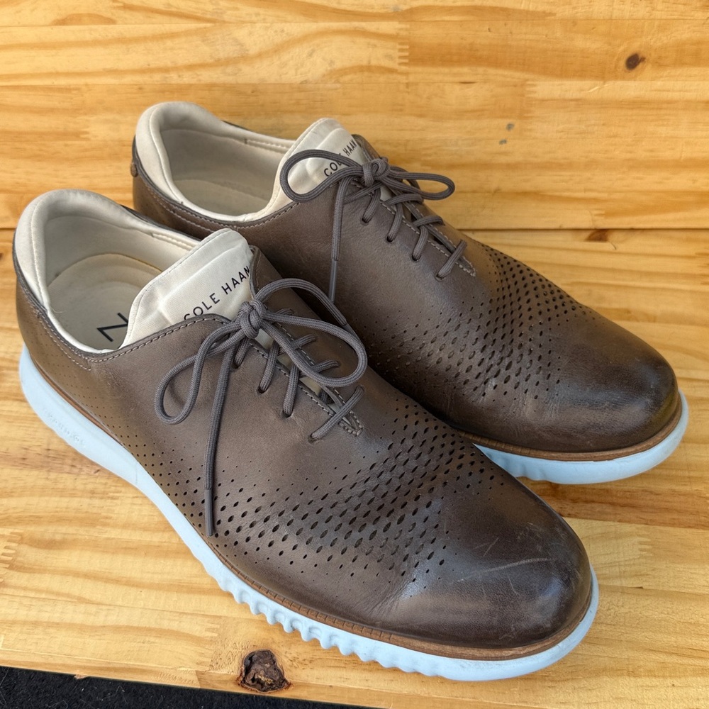 Cole Haan Shoes Mens 9.5 Zerogrand Laser Wingtip Pavement/Blue C36802